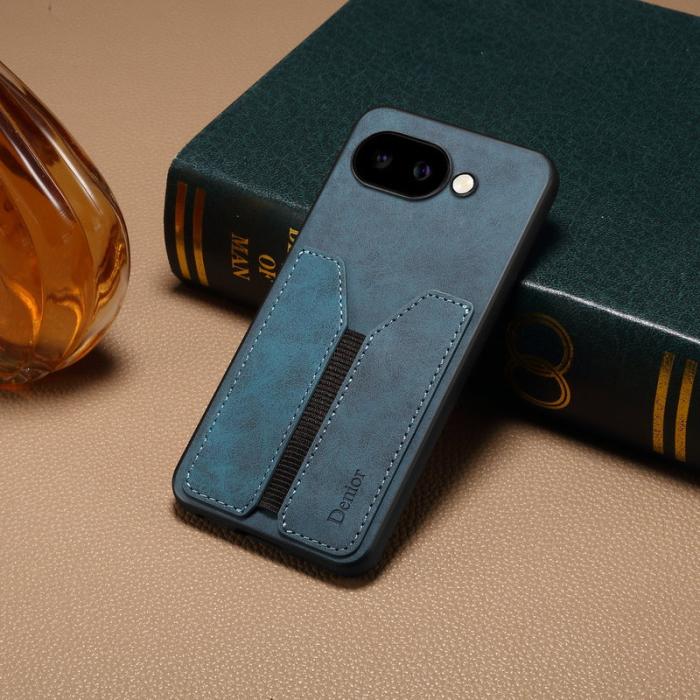 DENIOR - DENIOR Google Pixel 9a Fodral Elastisk Kortficka PU Läder Blå