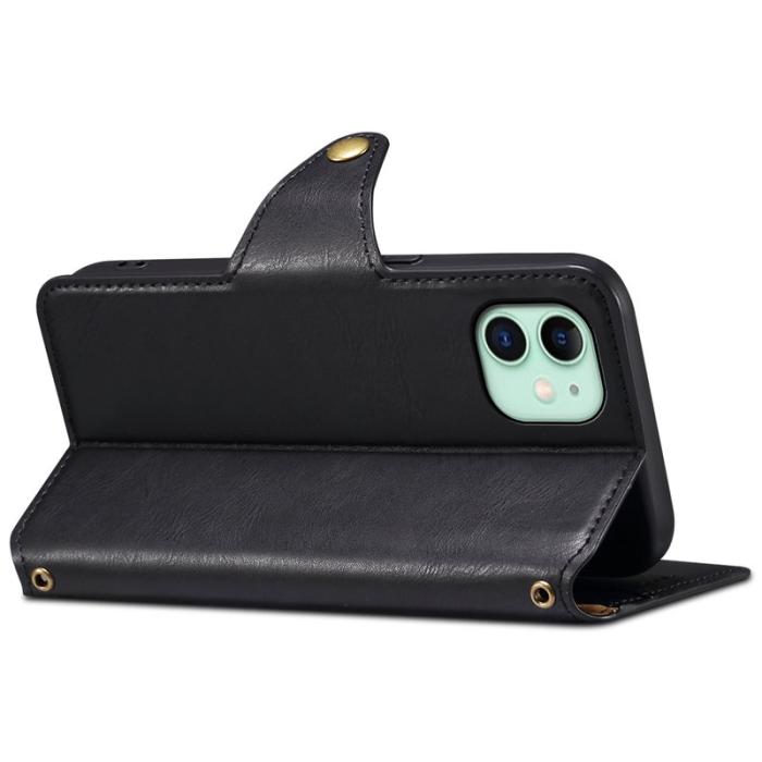 DENIOR - DENIOR iPhone 11 Fodral Äkta Läder Stötbeständig - Svart