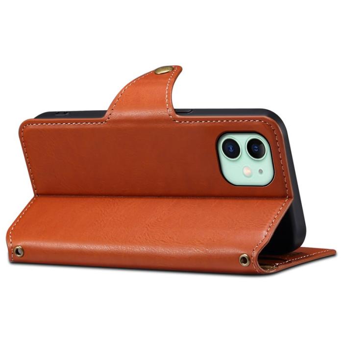 DENIOR - DENIOR iPhone 11 Fodral Äkta Läder Stötbeständig - Brun