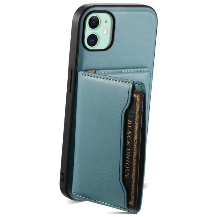 DENIOR - DENIOR iPhone 11 Skal i äkta läder med avtagbar kortficka - Blå