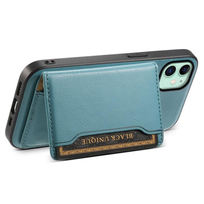 DENIOR - DENIOR iPhone 11 Skal i äkta läder med avtagbar kortficka - Blå