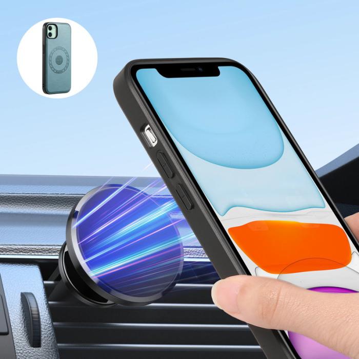 DENIOR - DENIOR iPhone 11 Skal i äkta läder med avtagbar kortficka - Blå