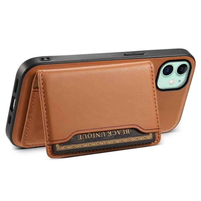 DENIOR - DENIOR iPhone 11 Skal i äkta läder med avtagbar kortficka - Khaki