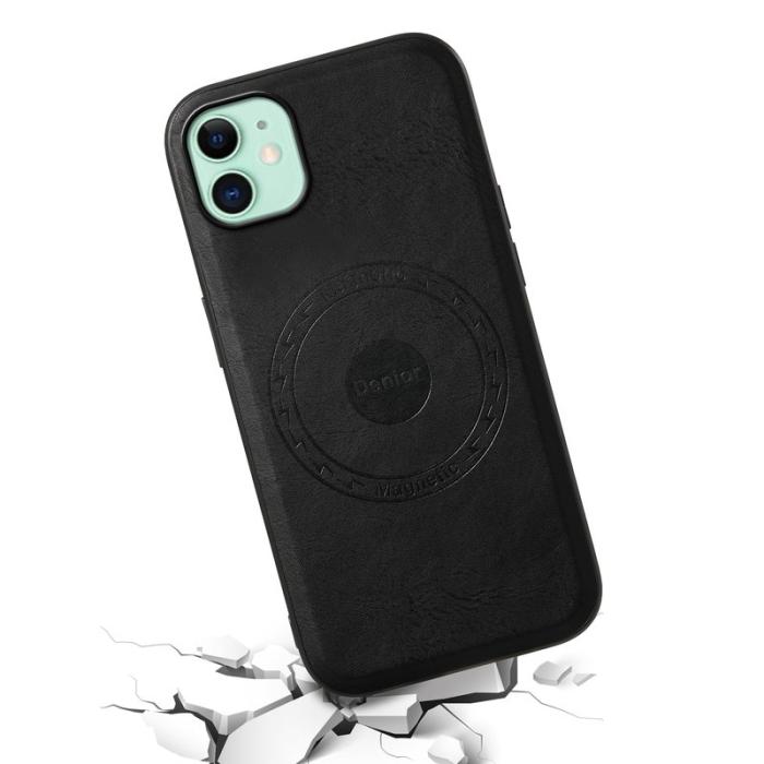 DENIOR - DENIOR iPhone 11 Fodral MagSafe PU Läder - Svart