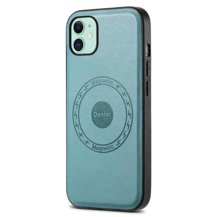 DENIOR - DENIOR iPhone 11 Fodral MagSafe PU Läder - Blå