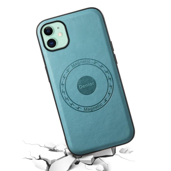 DENIOR - DENIOR iPhone 11 Fodral MagSafe PU Läder - Blå