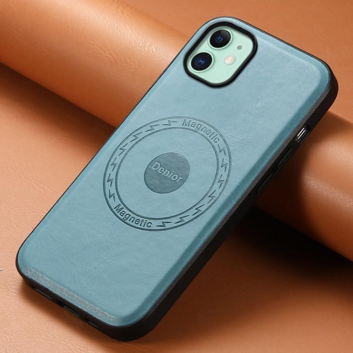 DENIOR - DENIOR iPhone 11 Fodral MagSafe PU Läder - Blå