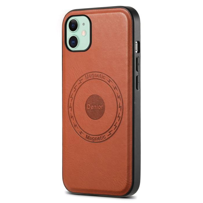 DENIOR - DENIOR iPhone 11 Fodral MagSafe PU Läder - Brun