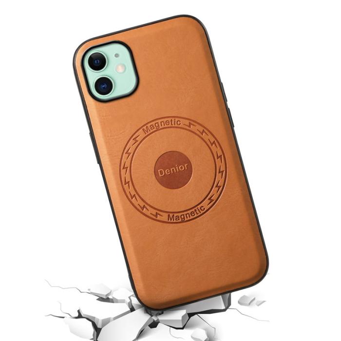 DENIOR - DENIOR iPhone 11 Fodral MagSafe PU Läder Khaki