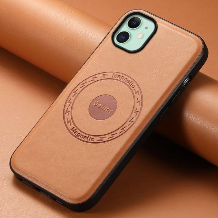 DENIOR - DENIOR iPhone 11 Fodral MagSafe PU Läder Khaki