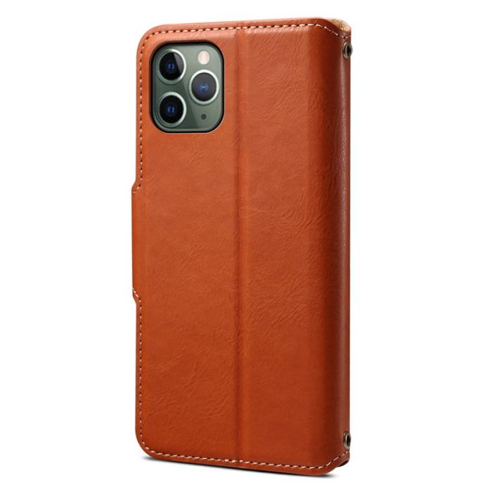 DENIOR - DENIOR iPhone 11 Pro Fodral Äkta Läder Brun