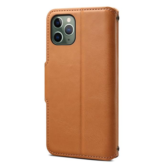 DENIOR - DENIOR iPhone 11 Pro Fodral Äkta Läder Plånbok Khaki