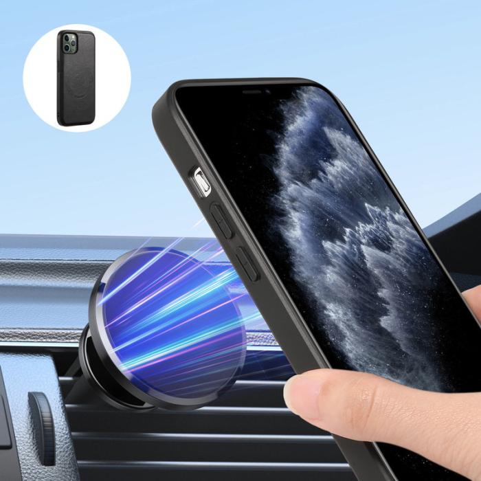 DENIOR - DENIOR iPhone 11 Pro Skal PU Läder Med Magnet Svart