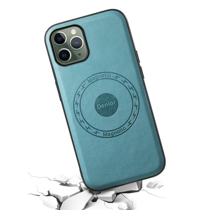 DENIOR - DENIOR iPhone 11 Pro Skal PU Läder Non-Slip Grip Blå