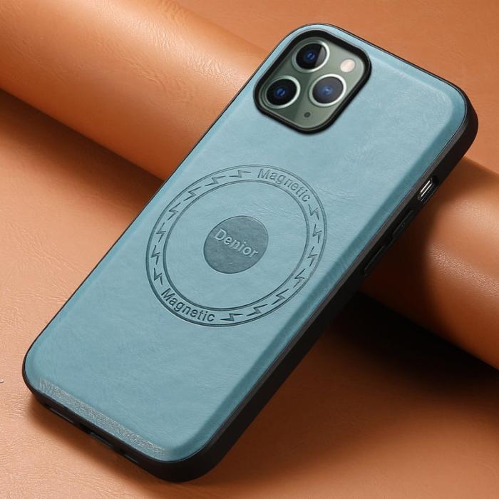 DENIOR - DENIOR iPhone 11 Pro Skal PU Läder Non-Slip Grip Blå