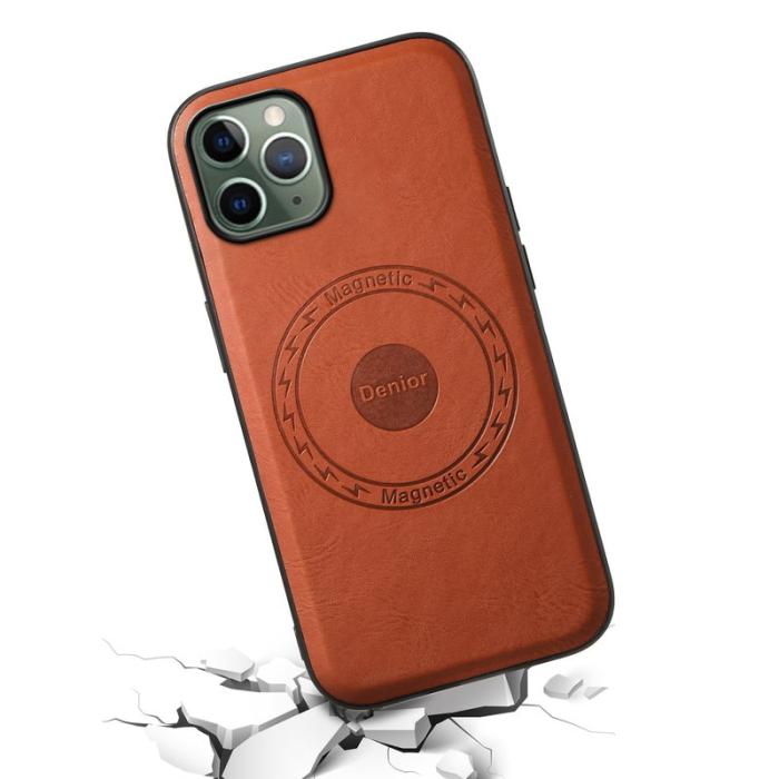 DENIOR - DENIOR iPhone 11 Pro Skal PU Läder Non-Slip Grepp - Brun