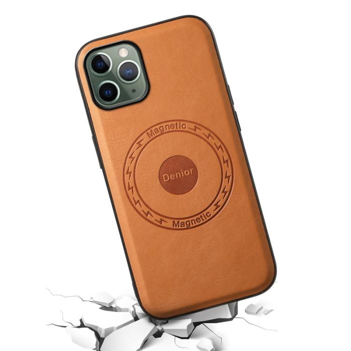 DENIOR - DENIOR iPhone 11 Pro Skal PU Läder Anti-Slip Grepp Khaki