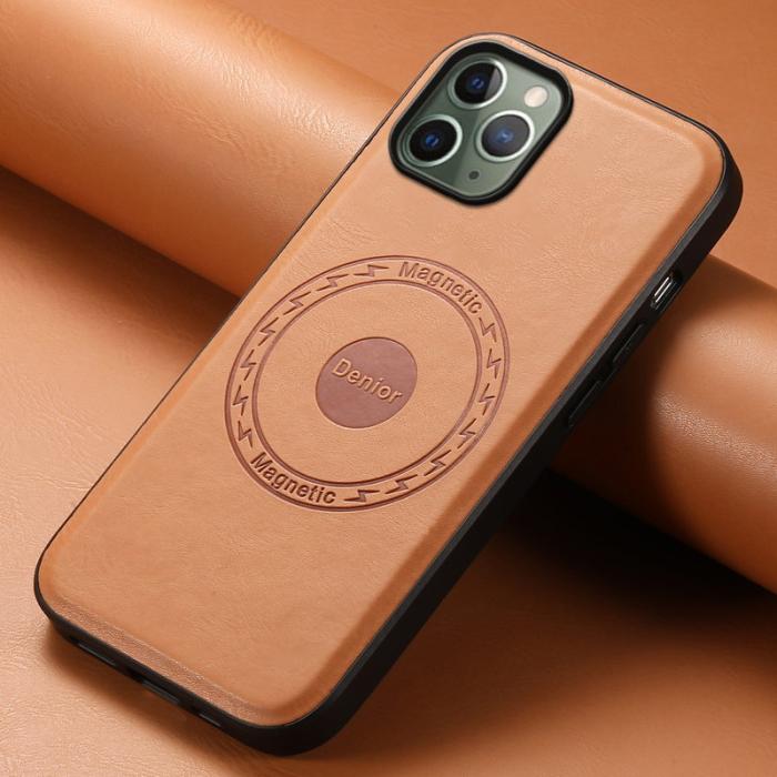 DENIOR - DENIOR iPhone 11 Pro Skal PU Läder Anti-Slip Grepp Khaki