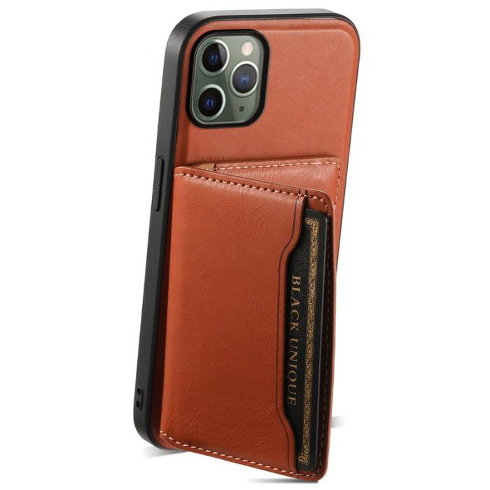 DENIOR - DENIOR iPhone 11 Pro Skal PU Läder + PC + TPU Kortfack - Brun
