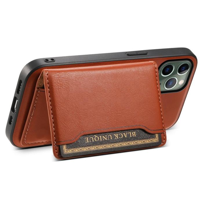 DENIOR - DENIOR iPhone 11 Pro Skal PU Läder + PC + TPU Kortfack - Brun