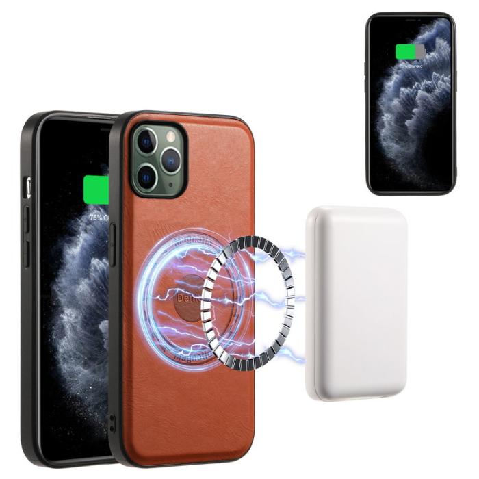 DENIOR - DENIOR iPhone 11 Pro Skal PU Läder + PC + TPU Kortfack - Brun