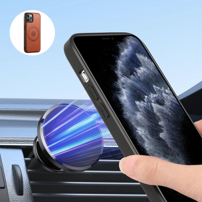 DENIOR - DENIOR iPhone 11 Pro Skal PU Läder + PC + TPU Kortfack - Brun