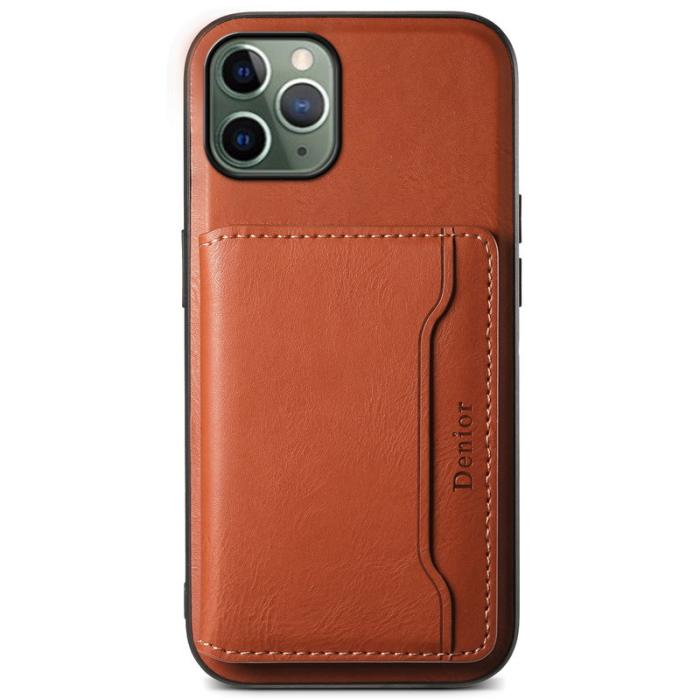 DENIOR - DENIOR iPhone 11 Pro Skal PU Läder + PC + TPU Kortfack - Brun