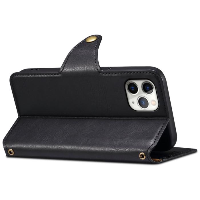 DENIOR - DENIOR iPhone 11 Pro Max Fodral Äkta Läder Svart