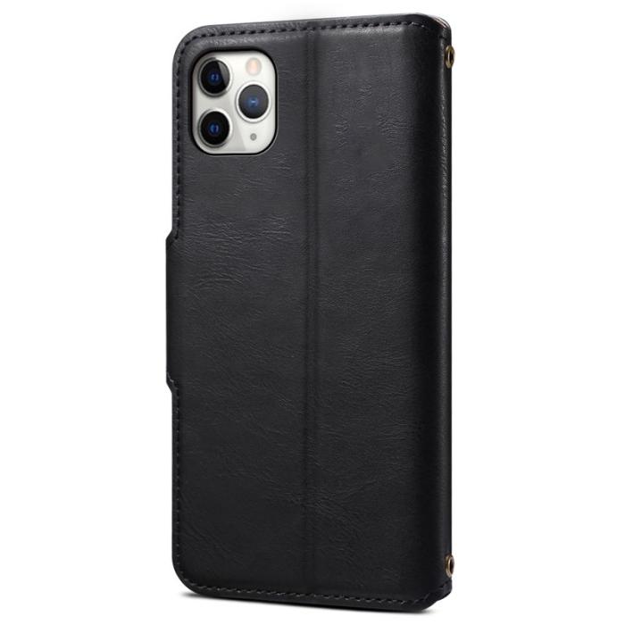 DENIOR - DENIOR iPhone 11 Pro Max Fodral Äkta Läder Svart