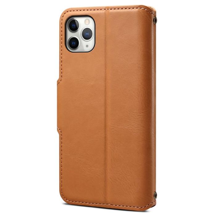 DENIOR - DENIOR iPhone 11 Pro Max Fodral Äkta Läder Kamelbrun