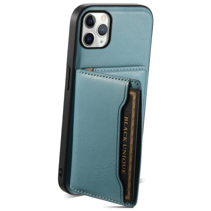 DENIOR - DENIOR iPhone 11 Pro Max Skal Äkta Läder Magnetisk Blå