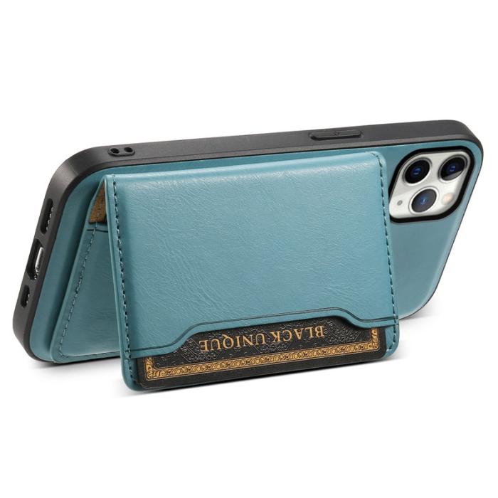 DENIOR - DENIOR iPhone 11 Pro Max Skal Äkta Läder Magnetisk Blå