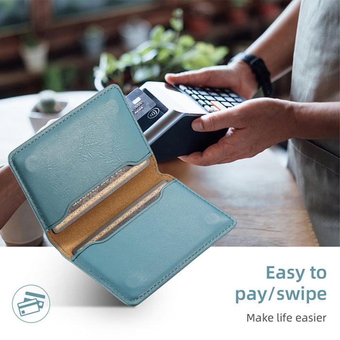 DENIOR - DENIOR iPhone 11 Pro Max Skal Äkta Läder Magnetisk Blå