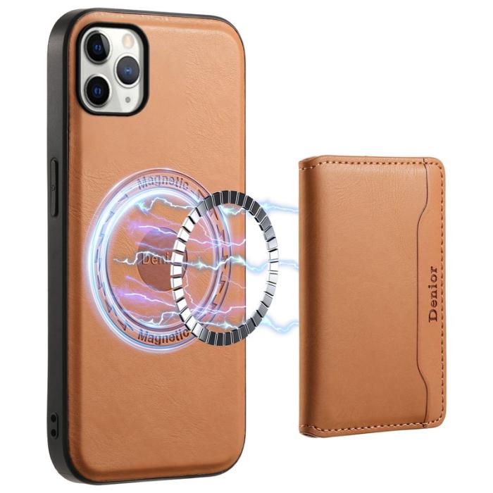 DENIOR - DENIOR iPhone 11 Pro Max Skal Äkta Läder Magnetisk Khaki