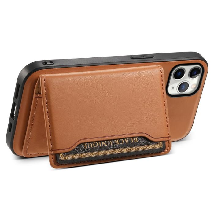 DENIOR - DENIOR iPhone 11 Pro Max Skal Äkta Läder Magnetisk Khaki