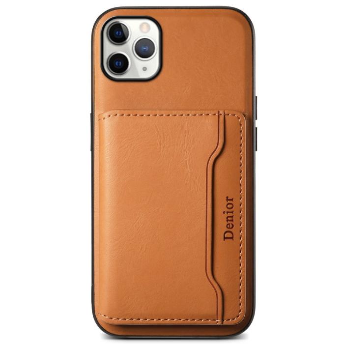 DENIOR - DENIOR iPhone 11 Pro Max Skal Äkta Läder Magnetisk Khaki