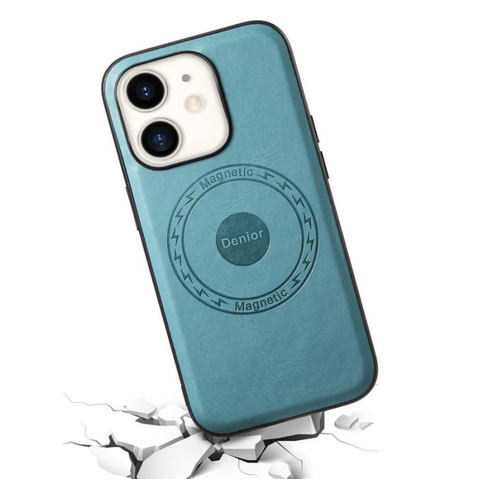 DENIOR - DENIOR iPhone 12/12 Pro Skal Äkta Läder Svart-Blå