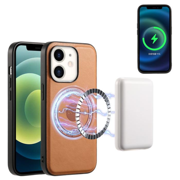 DENIOR - DENIOR iPhone 12/12 Pro Skal PU-läder Svart/Khaki