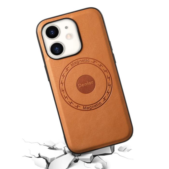 DENIOR - DENIOR iPhone 12/12 Pro Skal PU-läder Svart/Khaki