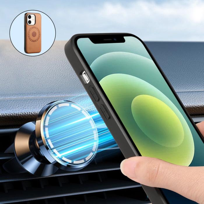 DENIOR - DENIOR iPhone 12/12 Pro Skal PU-läder Svart/Khaki