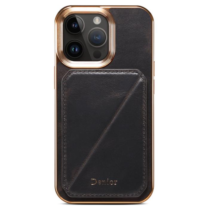 DENIOR - DENIOR iPhone 14 Pro Fodral Äkta Läder + TPU + PC - Svart