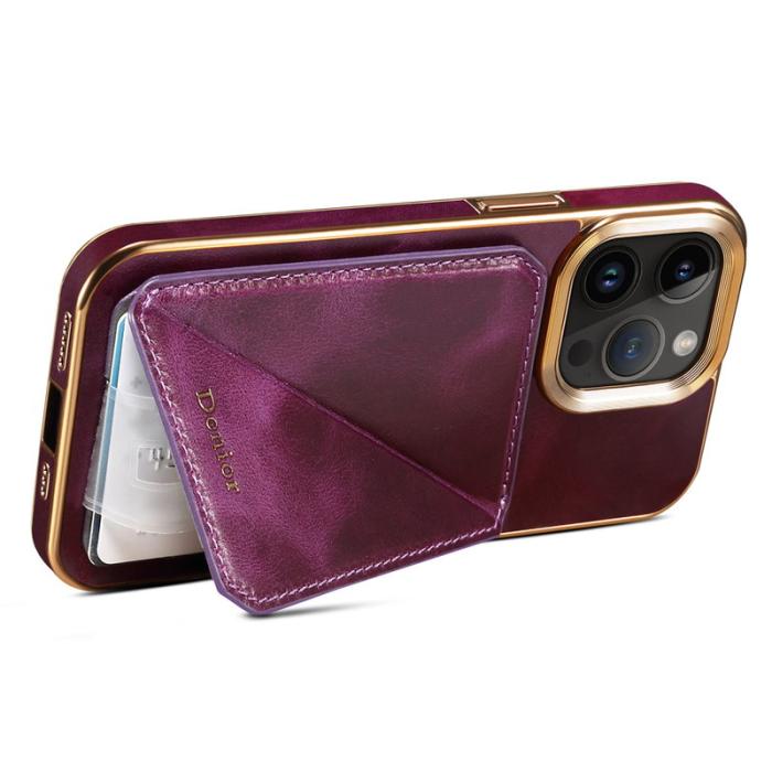 DENIOR - DENIOR iPhone 14 Pro Fodral Äkta Läder TPU PC - Lila