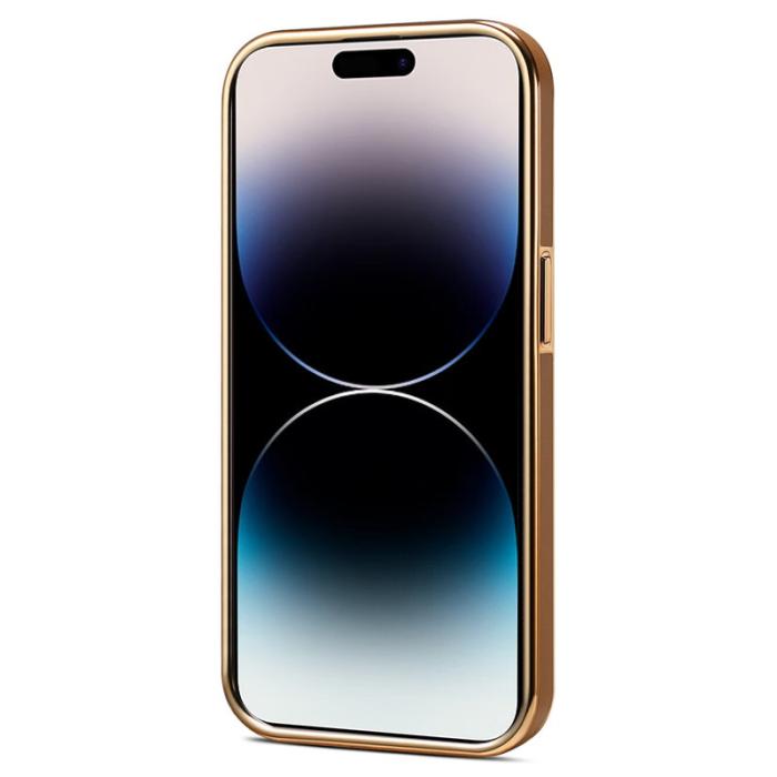 DENIOR - DENIOR iPhone 14 Pro Max Fodral PC+TPU+Äkta Läder - Khaki