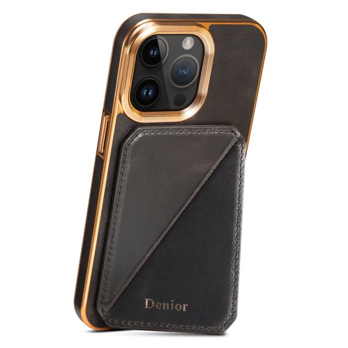 DENIOR - DENIOR iPhone 14 Pro Max Fodral Äkta Läder + TPU + PC - Svart