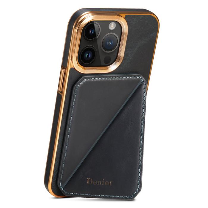 DENIOR - DENIOR iPhone 14 Pro Max Fodral Äkta Läder + TPU + PC - Blå