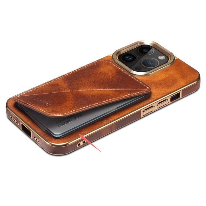 DENIOR - DENIOR iPhone 14 Pro Max Fodral Äkta Läder + TPU + PC - Brun