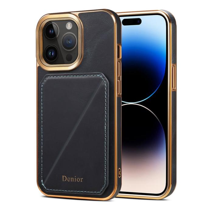 DENIOR - DENIOR iPhone 14 Pro Max Fodral Äkta Läder TPU+PC Blå