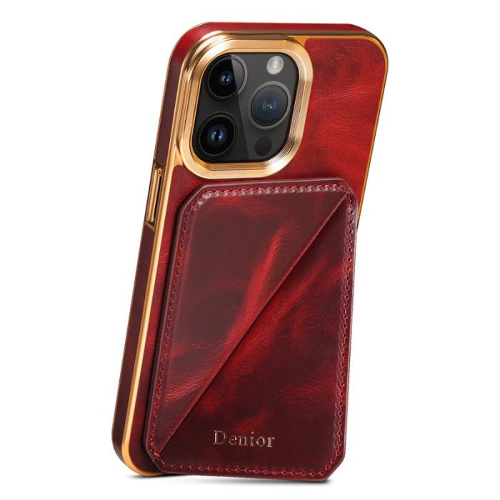 DENIOR - DENIOR iPhone 14 Pro Max Skal Äkta Läder TPU+PC Röd