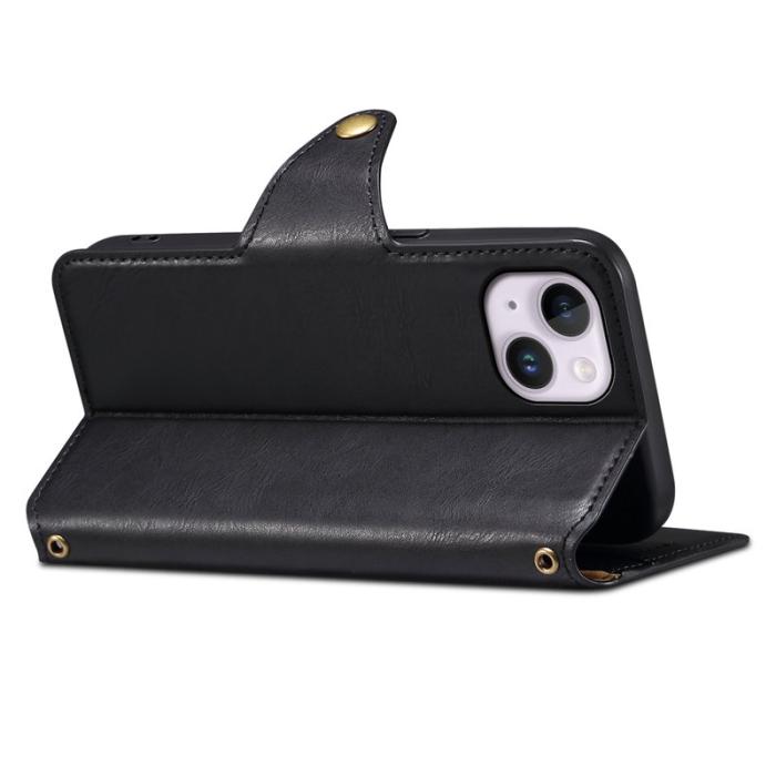 DENIOR - DENIOR iPhone 15 Plus Fodral i läder med plånbok - Svart