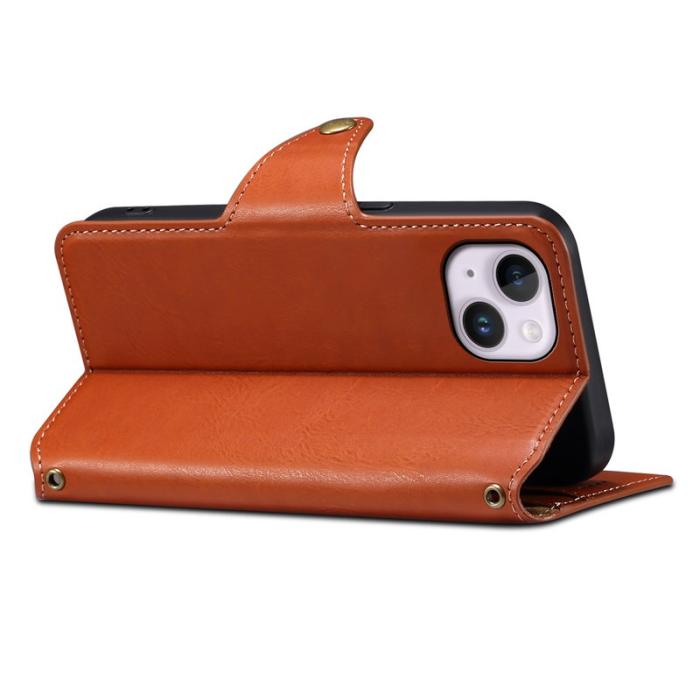 DENIOR - DENIOR iPhone 15 Plus Fodral i äkta läder - Brun